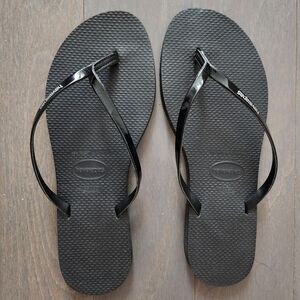 Havaianas metallic flip flops